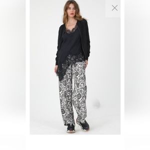 Gold Hawk silk Paisley pants